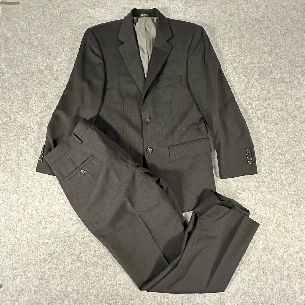 Pronto Uomo Suit Set Mens 37S 31W Charcoal Gray Wool Blend 2-Button Professional